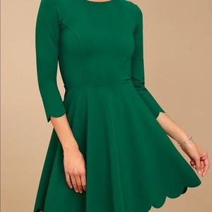 Cumulonimbus Clouds Green Skater Dress